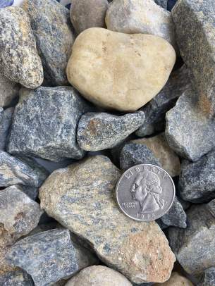 Repurpose #3 Stone recycled aggregate with quarter shown for scale