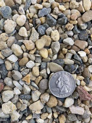 Repurpose #8 Stone recycled aggregate with quarter shown for scale